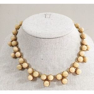 Marbled Beige Round Gold Tone Autumn Neutral Ann Taylor Bauble Necklace